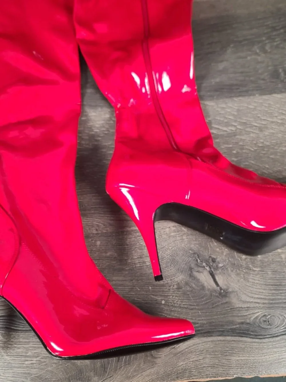 Pleaser Red Leather Knee High Seduce 3000 Boots Size 16M